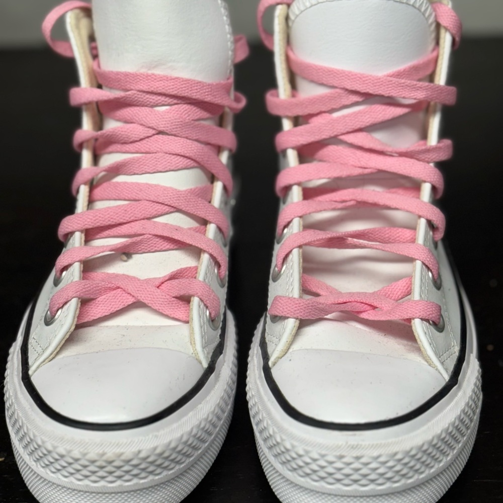 Converse High-Top Sneakers with Pink Laces (worn once)